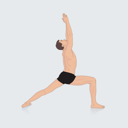 Yoga man doing yoga exercises. Meditation, relaxation and fitness concept. Vector illustration designのイラスト素材