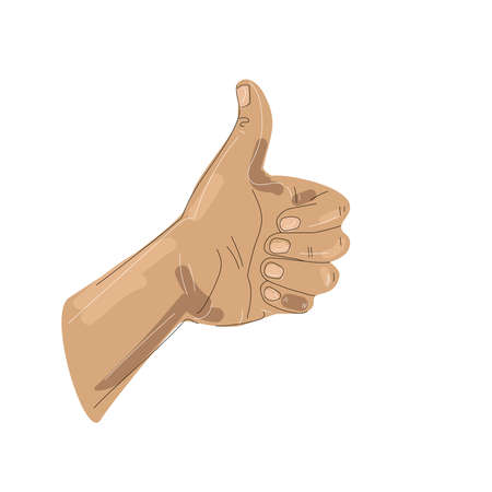 Vector thumbs up illustration drawing in sketch style isolated on white backgroundのイラスト素材