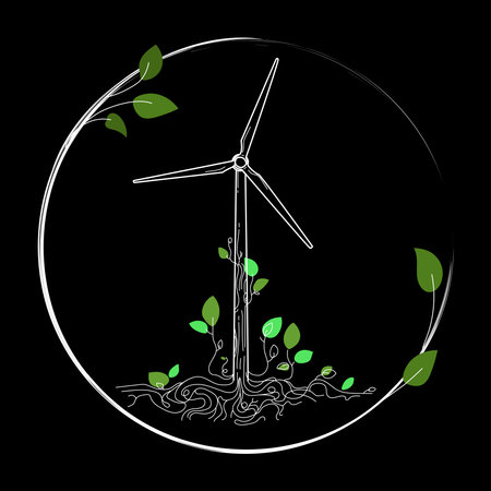 Abstract wind turbine logo for web design background.Green energy concept.Vectorのイラスト素材