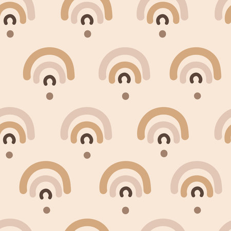 Light boho seamless pattern with arches. Vector background in modern bohemian style.Boho rainbows seamless texture.Design for textile, wrapping paper and stationery for kids and adultsのイラスト素材