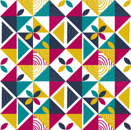 Abstract mosaic geometric seamless pattern with colorful colors vector illustration.Retro background.のイラスト素材