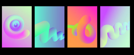 Abstract fluid curve poster background, brochure or flyer.Gradient blend line,creative liquid colorful shapes.のイラスト素材