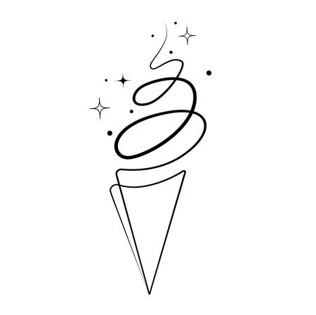 Ice cream cone One line drawing.Abstract ice cream simple line design for logo, emblem,print,tattoo Vectorのイラスト素材