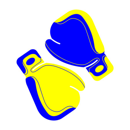 Boxing gloves in yellow and blue colors.Vector illustrationのイラスト素材