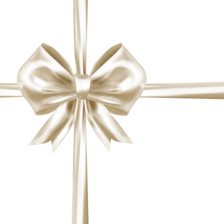 Realistic Gift Bow with ribbons isolated on white background.Vector illustrationのイラスト素材