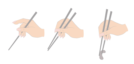 Holding the chopsticks. Vector illustration.のイラスト素材