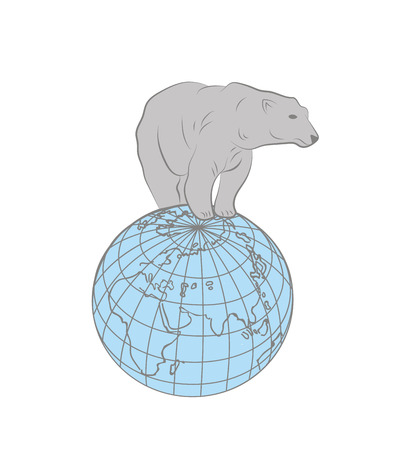 Polar bear standing on the earth. Vector illustration.のイラスト素材
