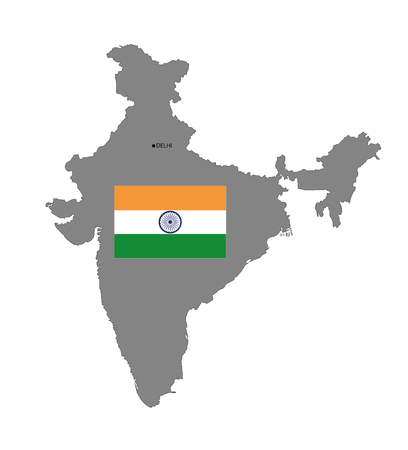 map of india with flag. vector illustration.のイラスト素材