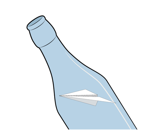 paper airplane in a bottle. vector illustration.のイラスト素材