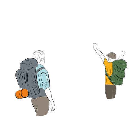 people with backpacks. vector illustration.のイラスト素材