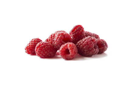 Raspberries isolated on white background. Raspberry closeup. Vegetarian or healthy eating. Juicy and...