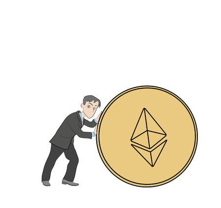 people with coins, crypto currency. crypto-instruments. vector illustrationのイラスト素材