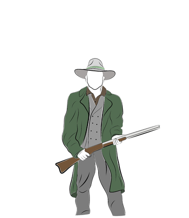man is a cowboy. stands with a gun. vector illustration.のイラスト素材