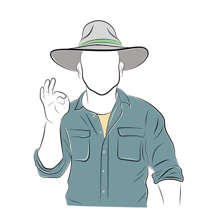 man gesturing OK sign on light background. vector illustrationのイラスト素材