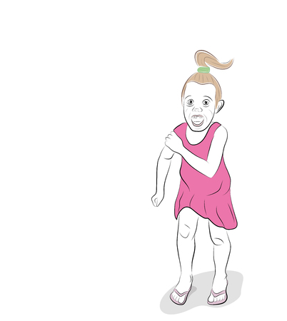 the girl steps forward. vector illustration.のイラスト素材