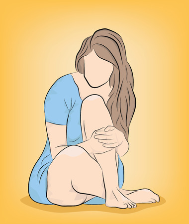 girl sitting on the floor. vector illustration.のイラスト素材