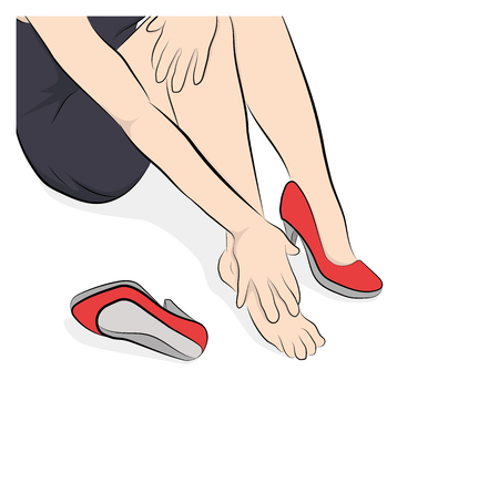 Uncomfortable shoes, high heels. vector illustrationのイラスト素材