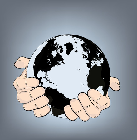 hands hold planet earth. land conservation. ecology. vector illustrationのイラスト素材