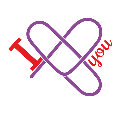 heart of paper clips. inscription: I love you. vector illustrationのイラスト素材