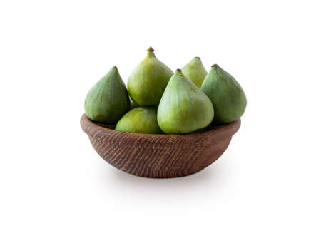 Figs in a bowl on a white background.の写真素材