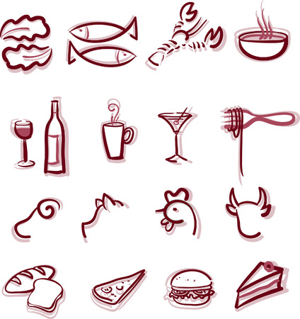 Set of restaurant menu iconsのイラスト素材