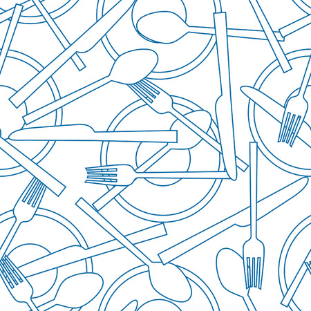 seamless pattern of flatware and dishes のイラスト素材