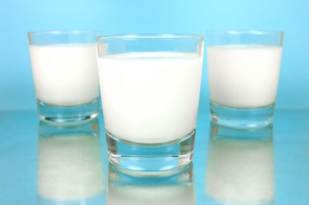 Glasses of full cream milkの写真素材