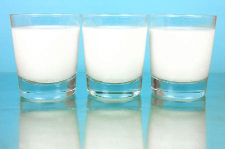 Glasses of full cream milkの写真素材