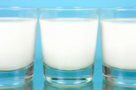 Glasses of full cream milkの写真素材