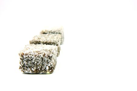Lamingtons isolated against a white backgroundの写真素材