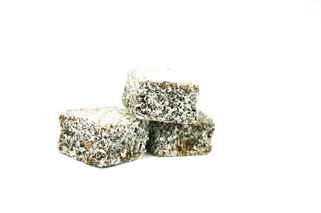 Lamingtons isolated against a white backgroundの写真素材