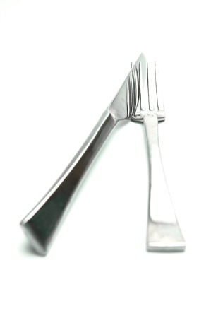 Cutlery isolated against a white backgroundの写真素材