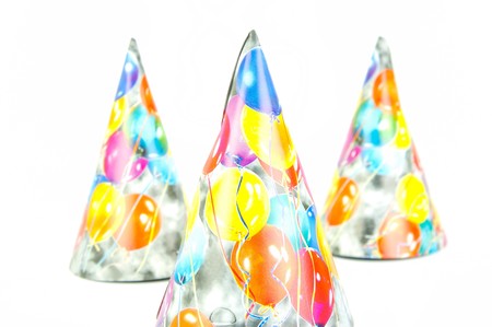 Party hats isolated against a white backgroundの写真素材