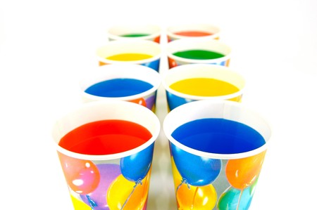 Party cups isolated against a white backgroundの写真素材