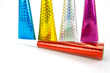 Party squawkers isolated against a white backgroundの写真素材