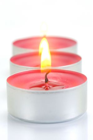 Scented candals isolated against a white backgroundの写真素材