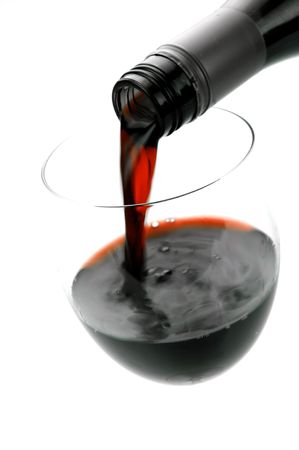Glasses of red wine isolated against a white backgroundの写真素材