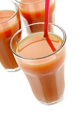 Tomato juice isolated against a white backgroundの写真素材