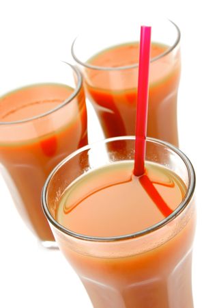 Tomato juice isolated against a white backgroundの写真素材
