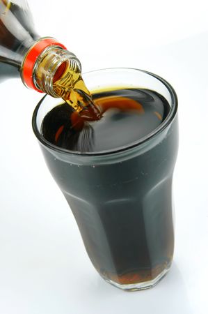 Glasses of cola isolated against a white backgroundの写真素材