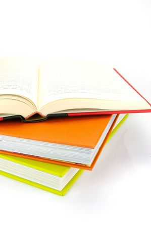School books isolated on a white backgroundの写真素材