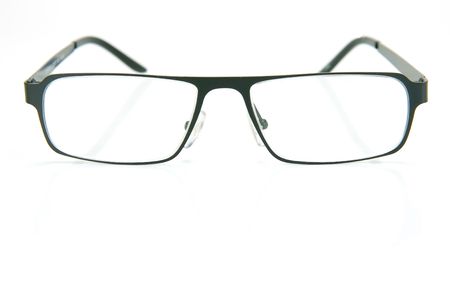 A pair of reading glasses isolated against a white backgroundの写真素材