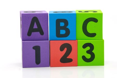 ABC 123 isolated against a white backgroundの写真素材