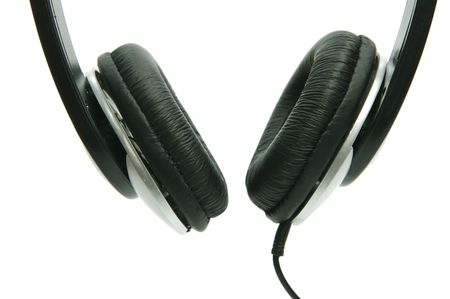 A pair of headphones isolated against a white backgroundの写真素材