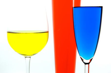 Cocktails backlit against a white backgroundの写真素材