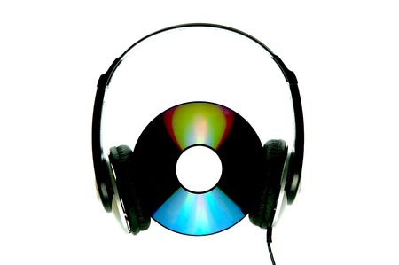 A pair of headphones isolated against a white backgroundの写真素材