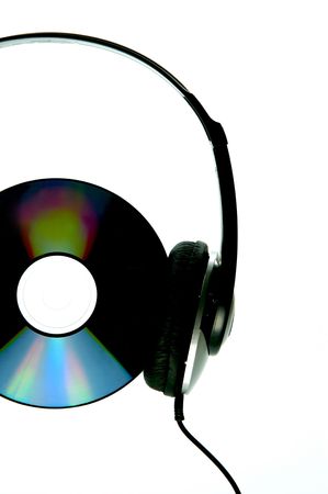 A pair of headphones isolated against a white backgroundの写真素材