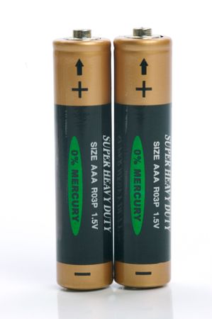 Household batteries isolated against a white backgroundの写真素材