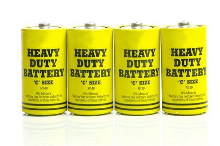 Household batteries isolated against a white backgroundの写真素材