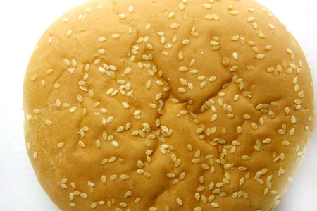 Fresh hamburger buns isolated against a white backgroundの写真素材